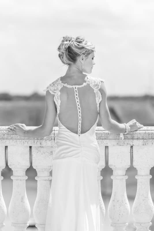 Black and White Bridal Portrait in the Florida Sun