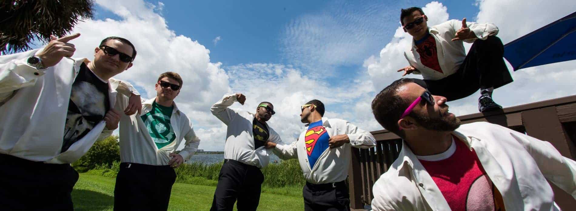 Groomsmen Superheros at a Metrowest Golf Club Wedding