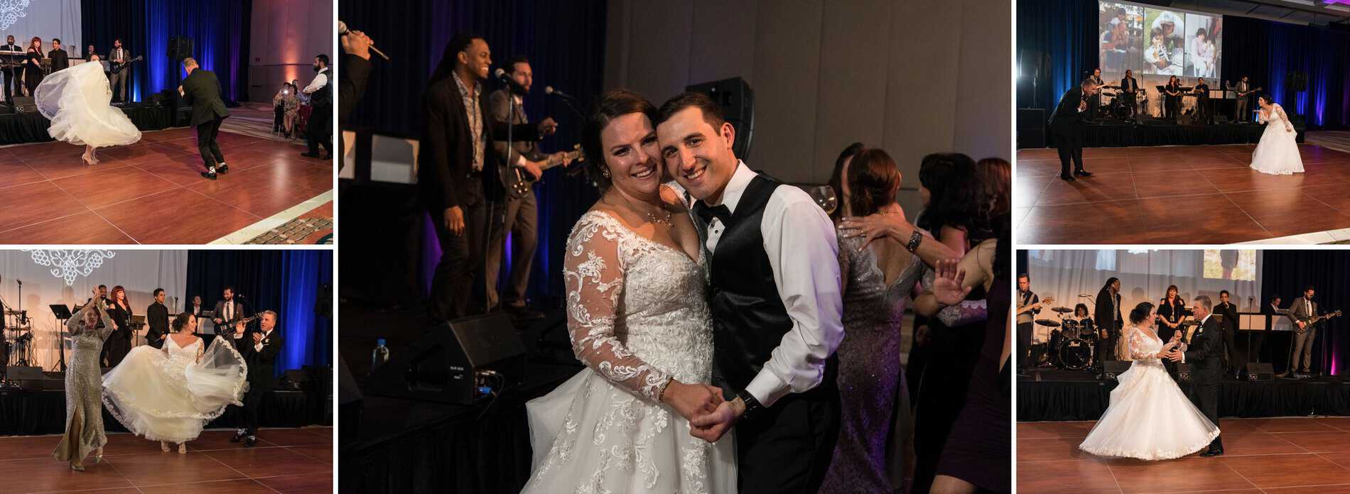 Bride and Groom dance for the first time at Disney Swan and Dolphin Ballroom