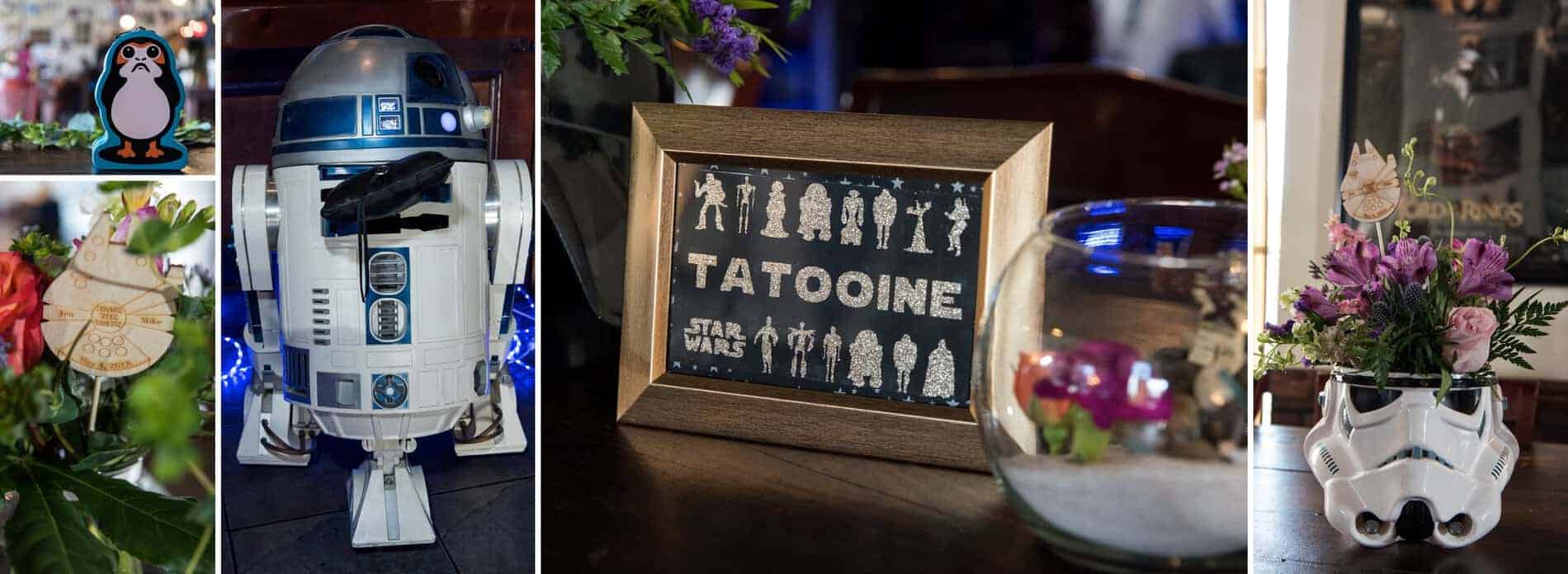 Wedding Sign and R2-D2 ringbearer at a Sci-Fi Wedding