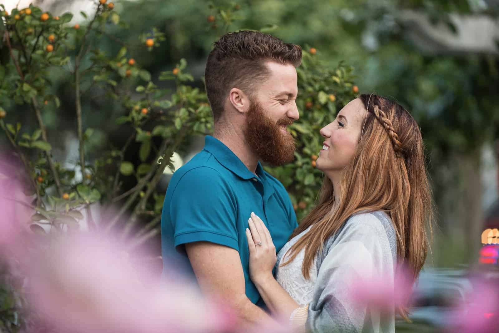 Beautiful Couple Smiling in a Park