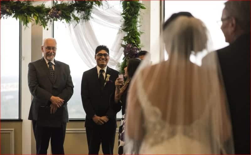 Groom Sees Bride at Citrus Club Wedding