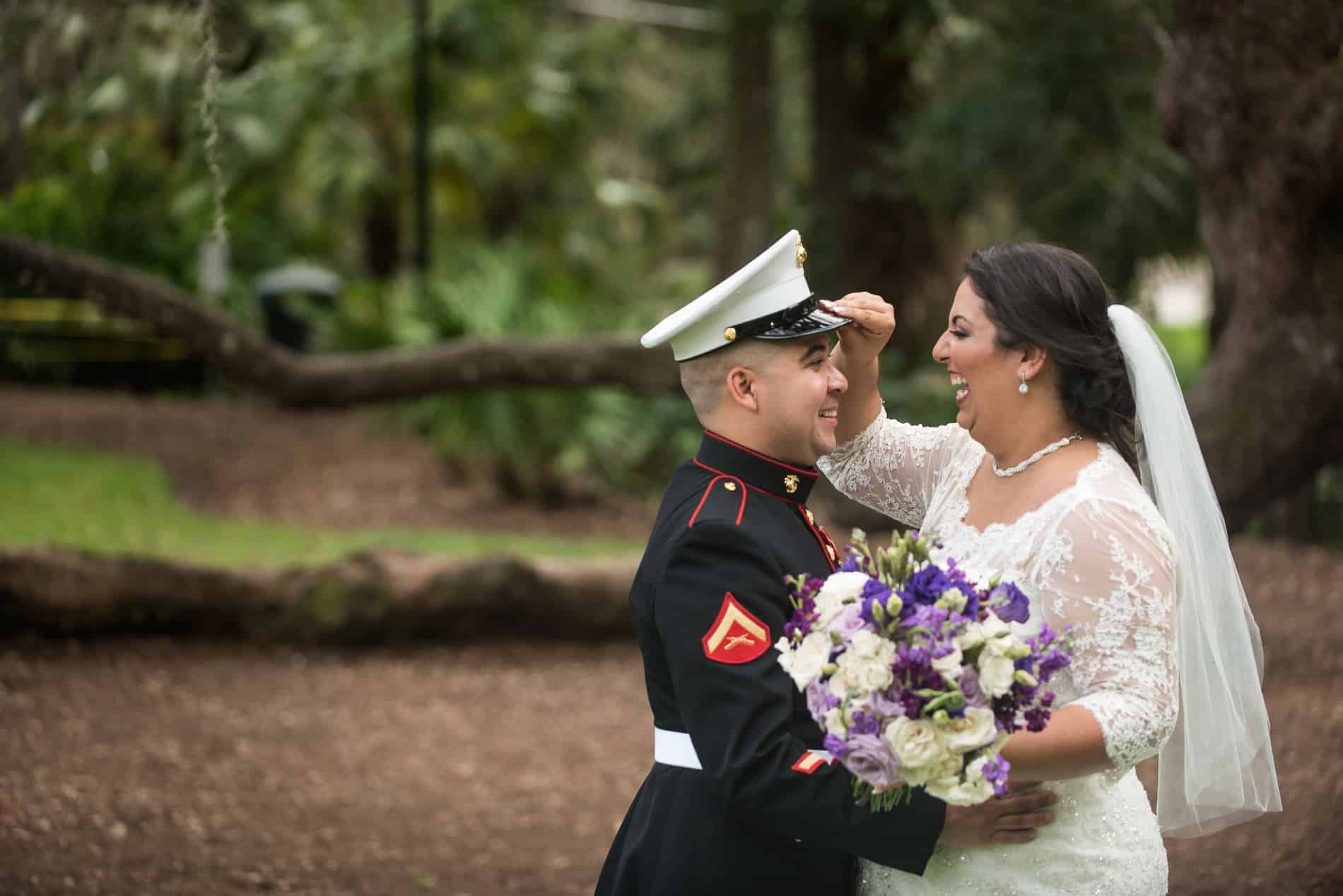 Wedding Photographer Reviews in Orlando | Cute military couple photographed in downtown Very Cute Couple during an Engagement Session with their Orlando Wedding Photographers